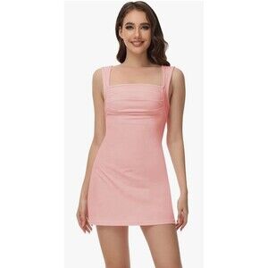 💖 Pink Fit & Flare Mini Dress – Size Medium (Tag says XL)